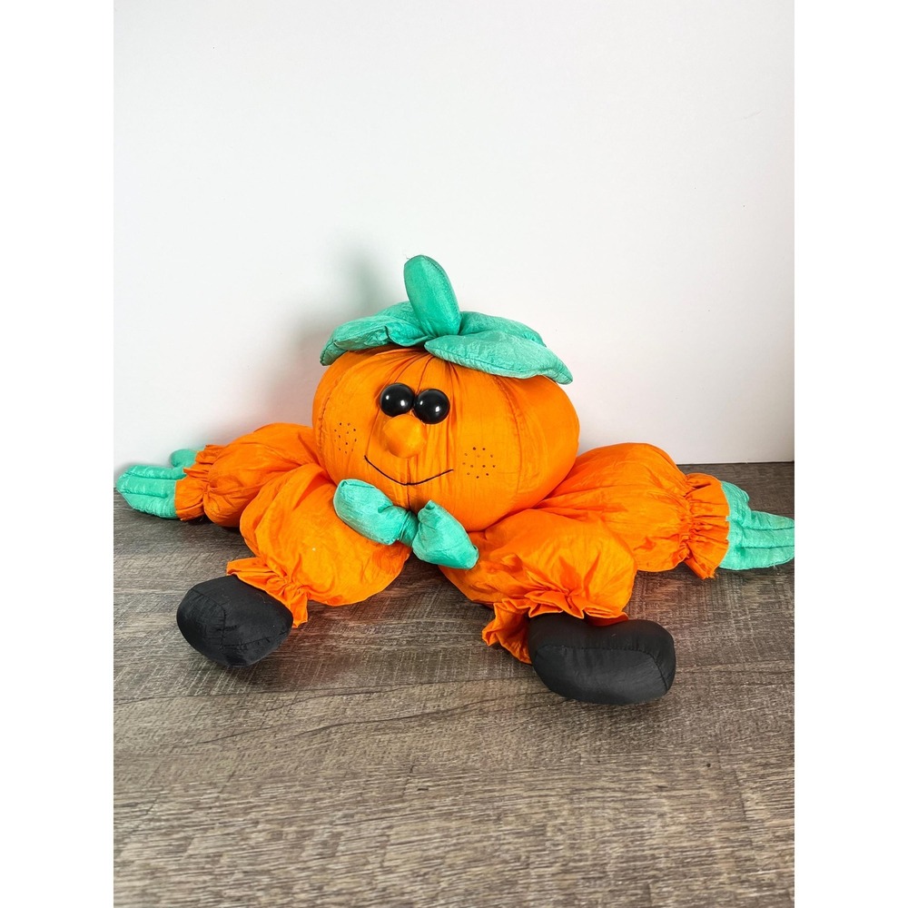 Mr Pumpkinhead Halloween‎ Plush Vintage Nylon Pumpkin 1993 puff beanbag bottom